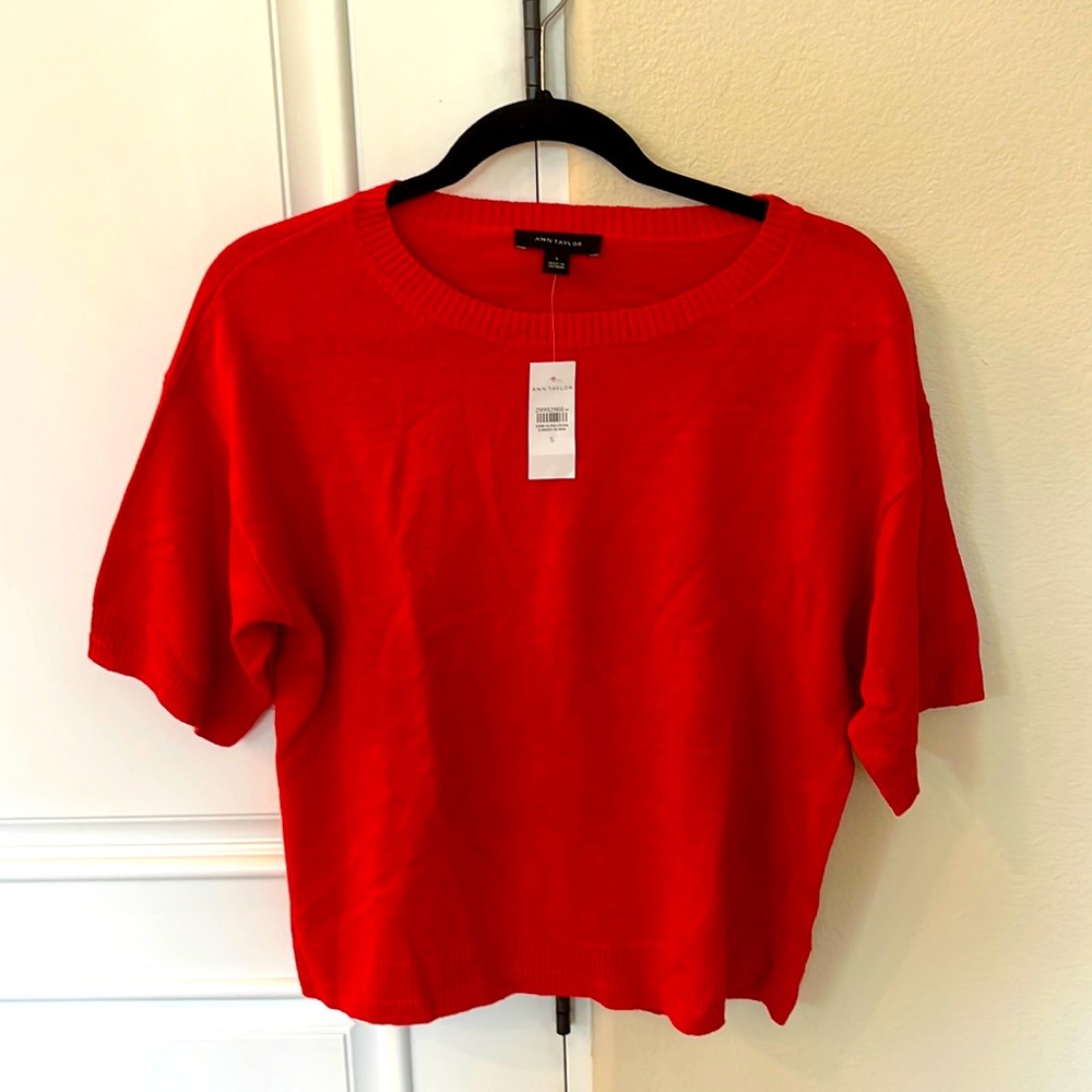 Cherry red Ann Taylor cropped sweater - S